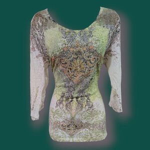 Vintage Sheer Cactus Mesh 3/4 long sleeve - Large – Grunge Print